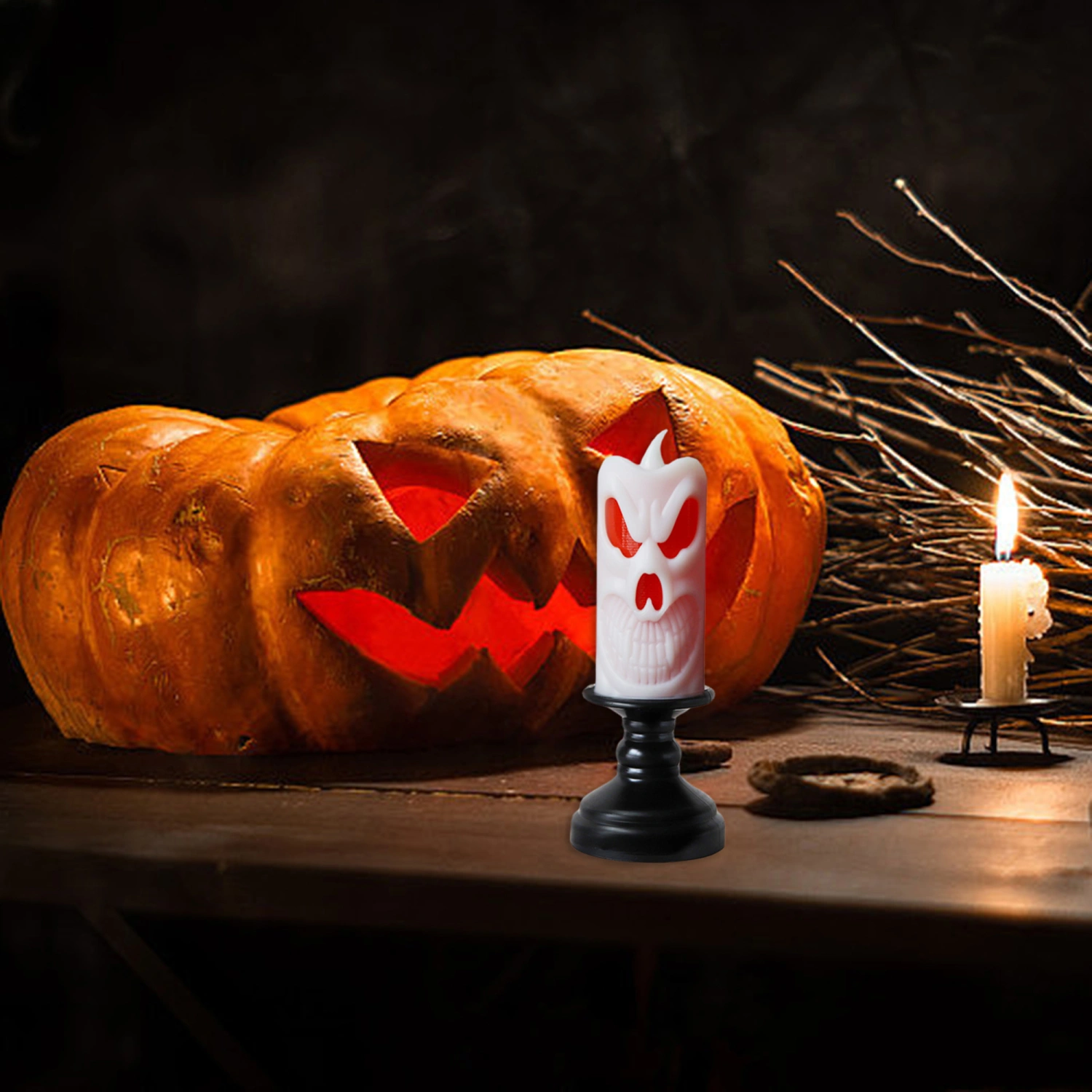 Halloween LED Candle Lamp Scary Pumpkin Candle Light Decoration