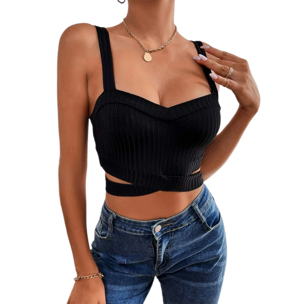 Women Crop Camisole Casual Summer Cross Hem Cutout Tank Tops