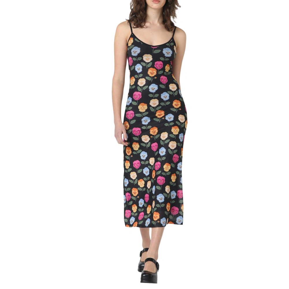 Women's Long Cami Dress Sleeveless Open Back Flower/Food Print Dress