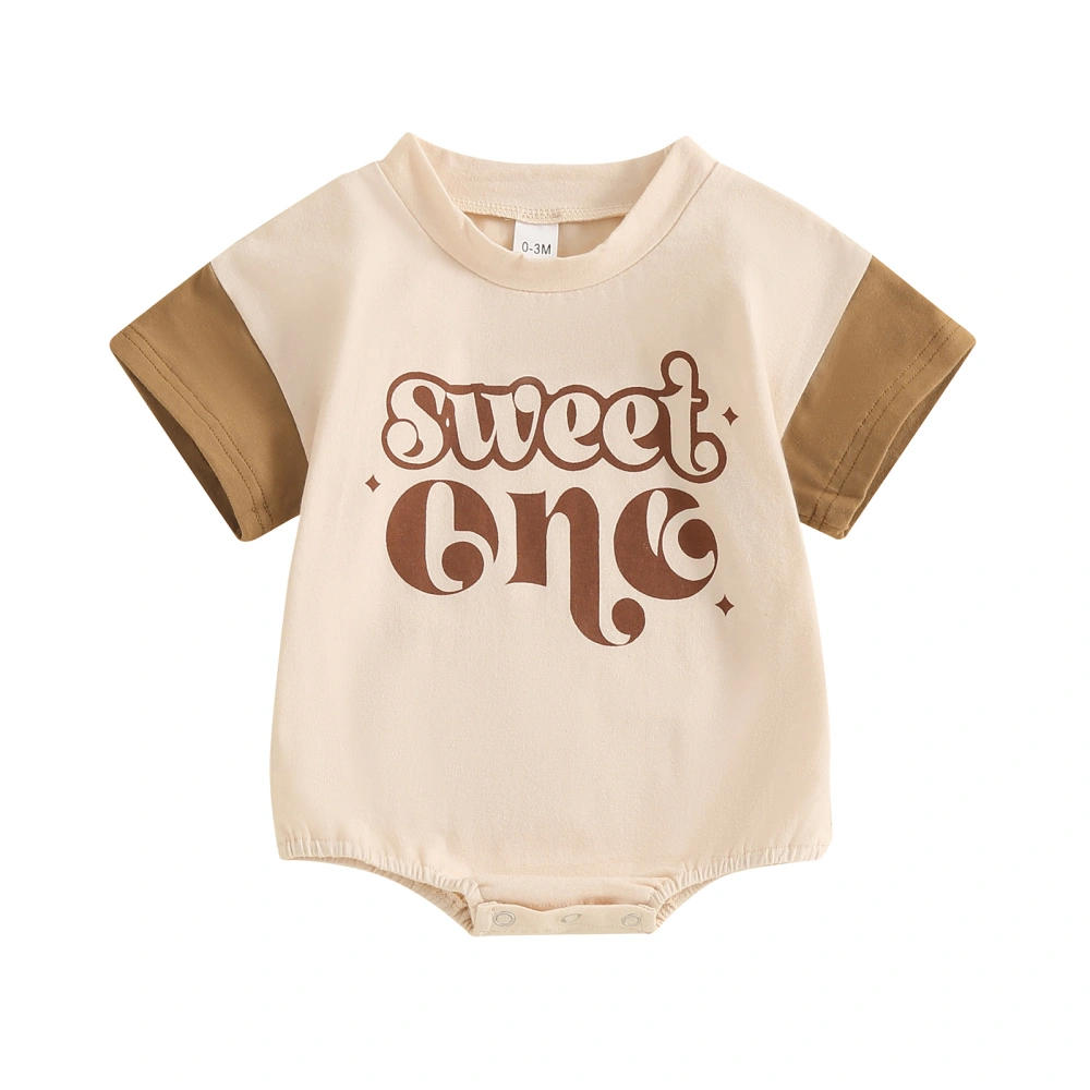 Baby Boys Girls Romper Letter Print Short Sleeve Crew Neck Bodysuit