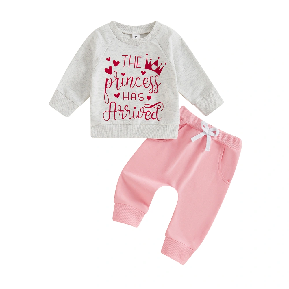 Baby Girls 2-piece Outfit, Letters Print Long Sleeve Sweatshirt Pants