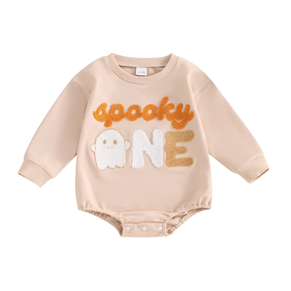 Baby Girl Boy Halloween Romper Letter Embroidery Long Sleeve Jumpsuit 