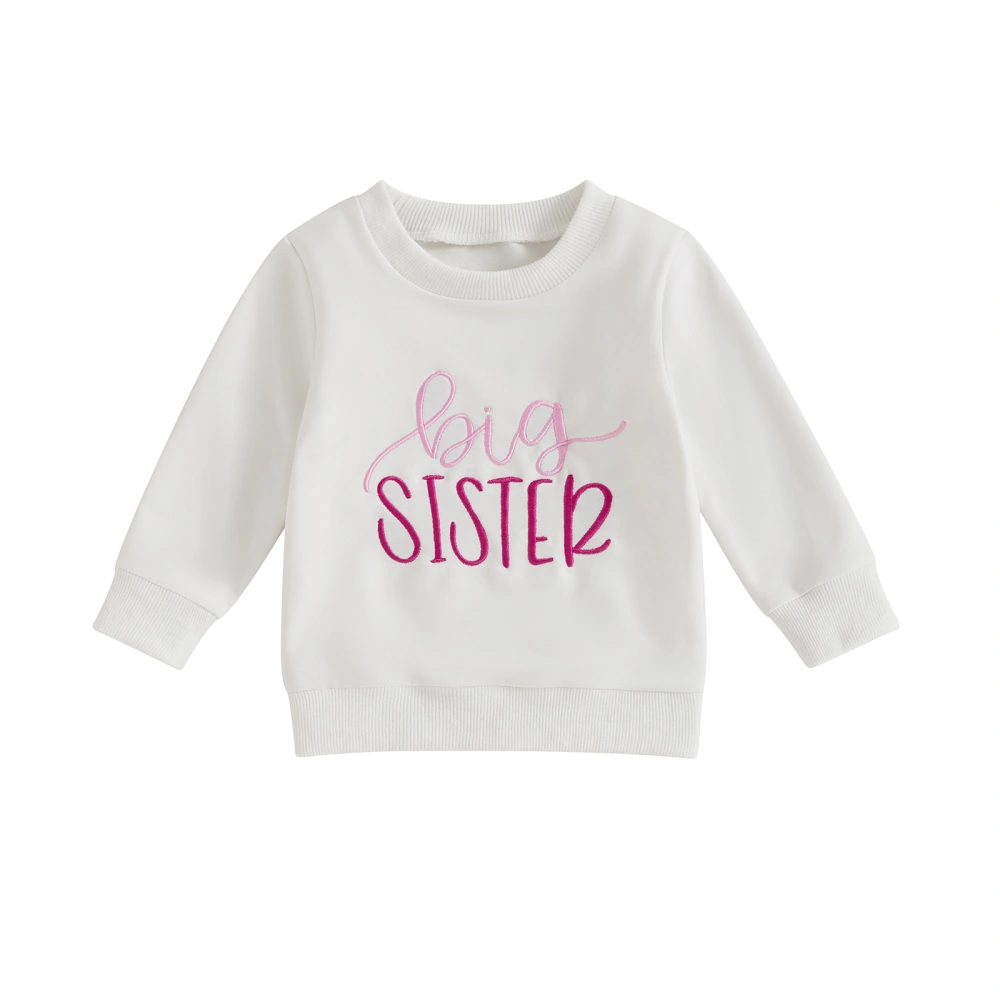 Little Girls Letter Embroidered Sweatshirt Long Sleeve Pullover Tops