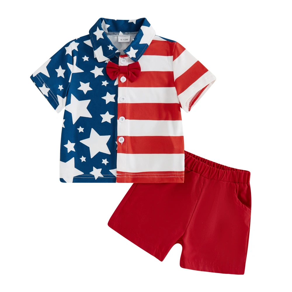 Boys Outfit, Short Sleeve Stars Stripes Shirt Shorts for 4th of July