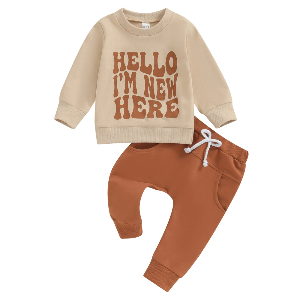 Toddler Pants Sets Long Sleeve Letter Print Tops Drawstring Pants Sets