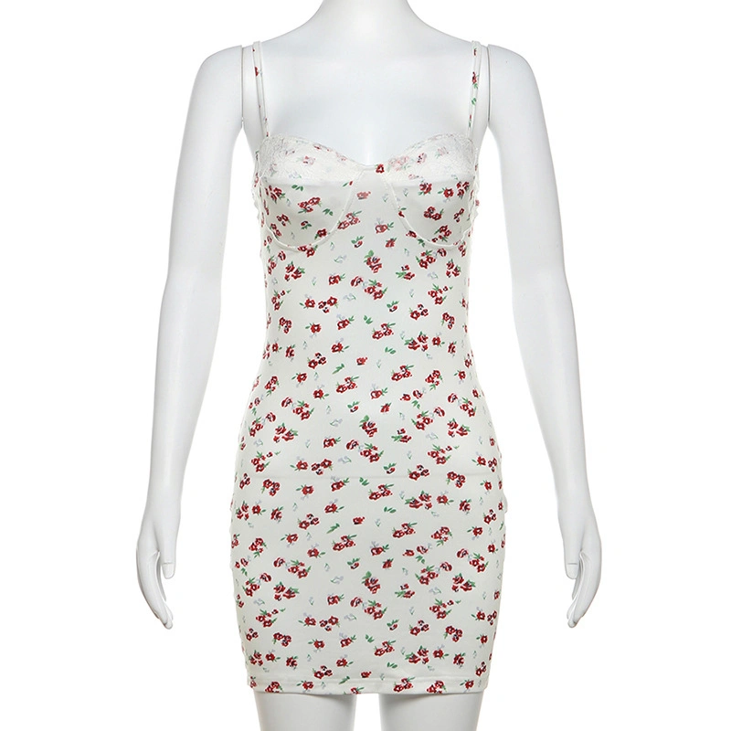 Women Slip Dress, Spaghetti Straps Backless Summer Floral Dress