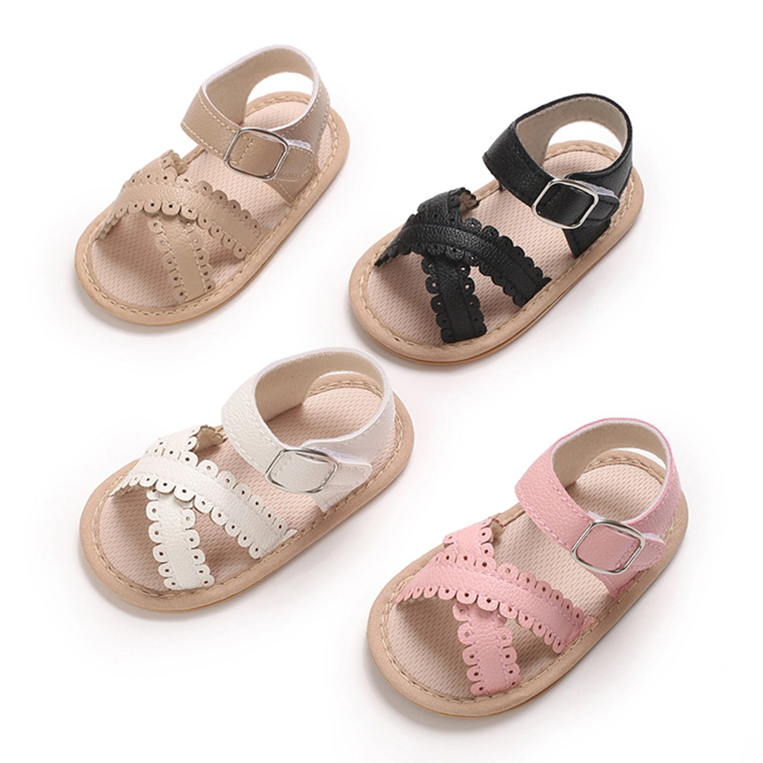Baby Girl Sandals Cross Open Toe Princess Shoes Non-Slip Sandals