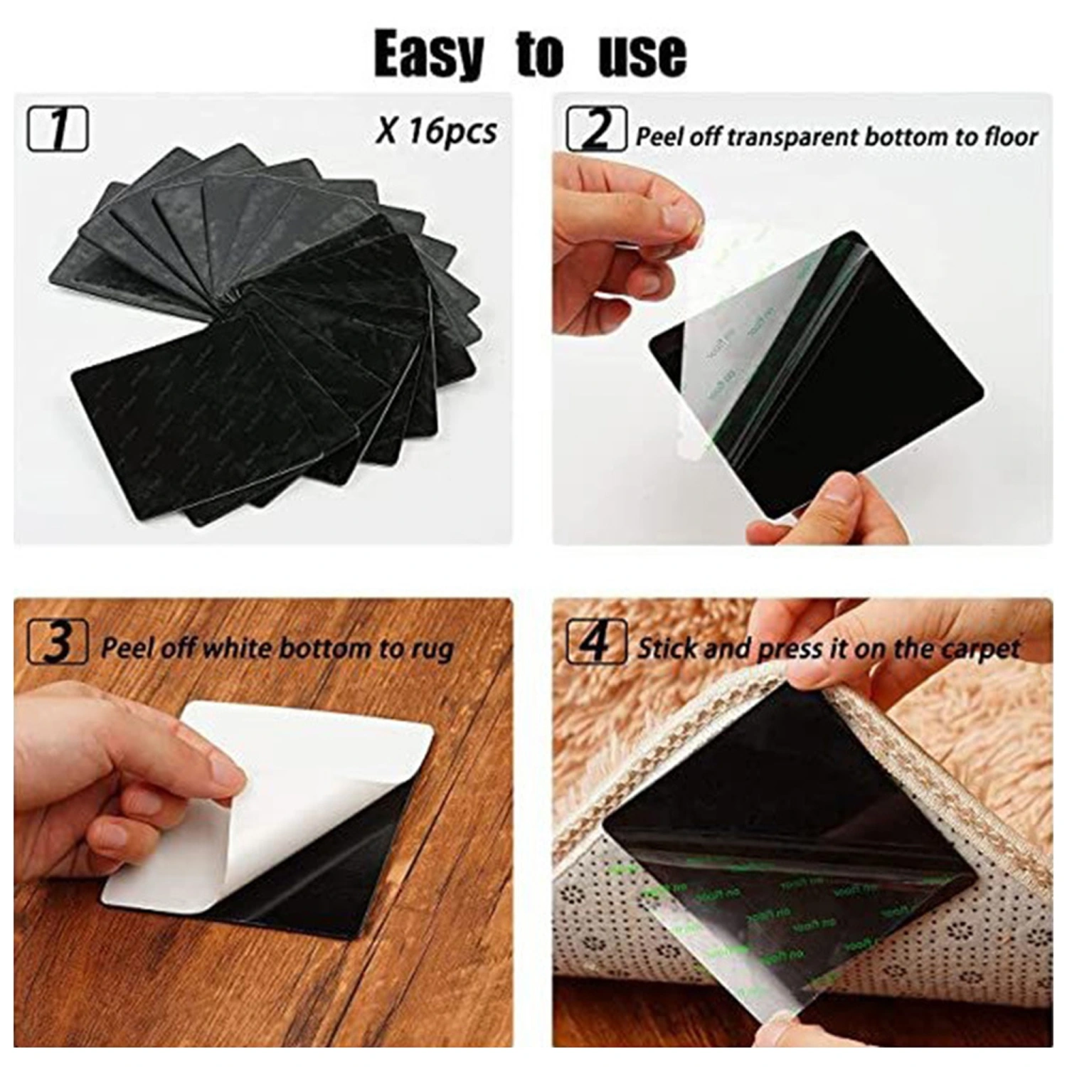 Grippers of Rug Pad, Non-Slip Carpet Gripper for Hardwood Floors