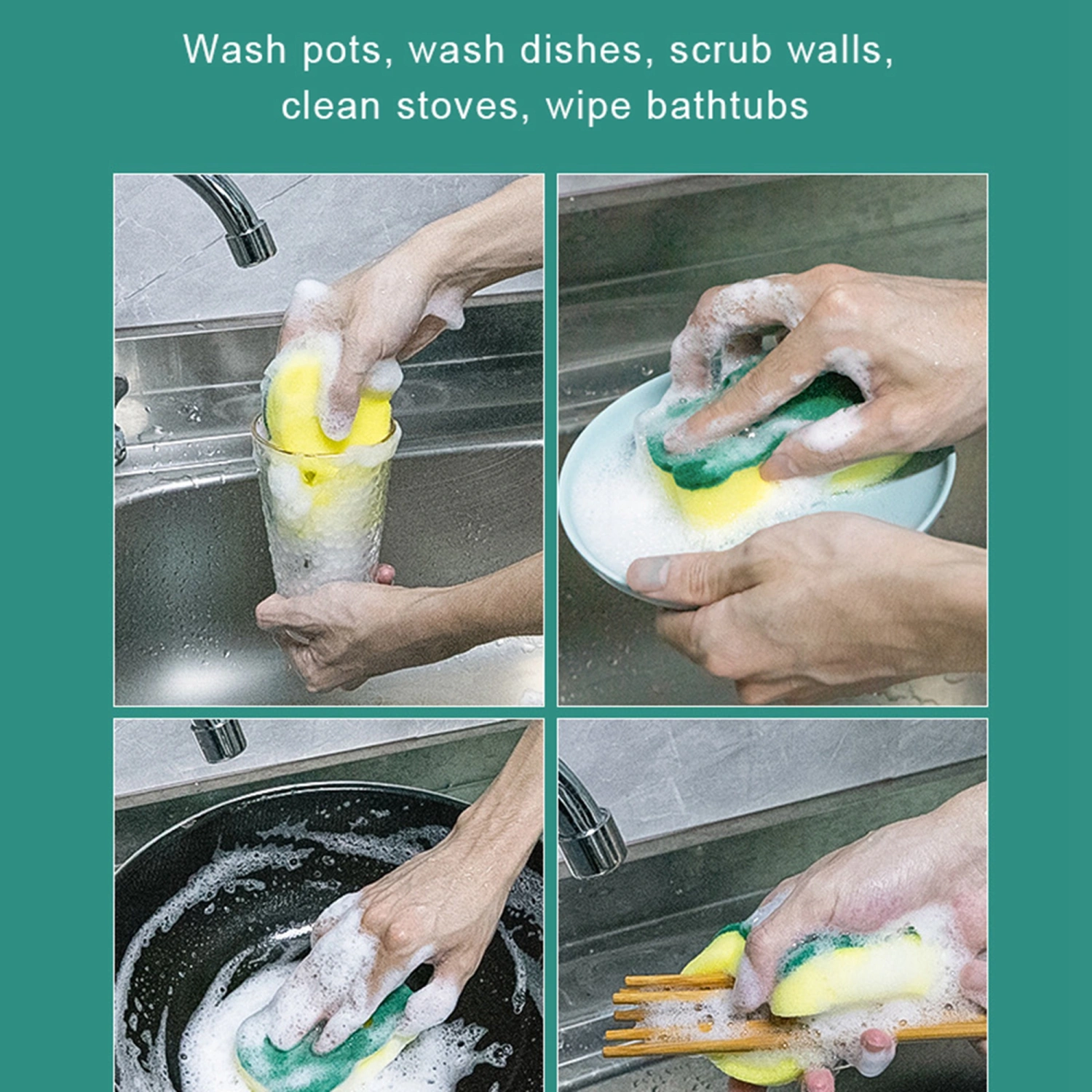 10 Pcs Scrub Sponges Double Sided Non-Scratch Dish Sponges for Kitchen