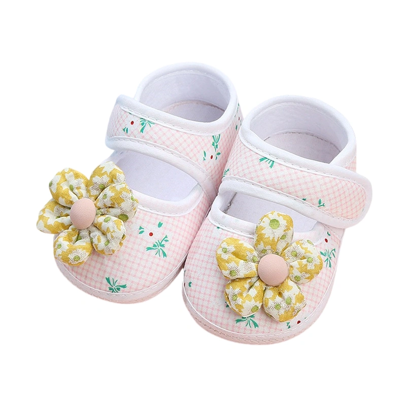 Baby Girl Cotton Cloth Flats Infant 3D Flower Walker Crib Shoes