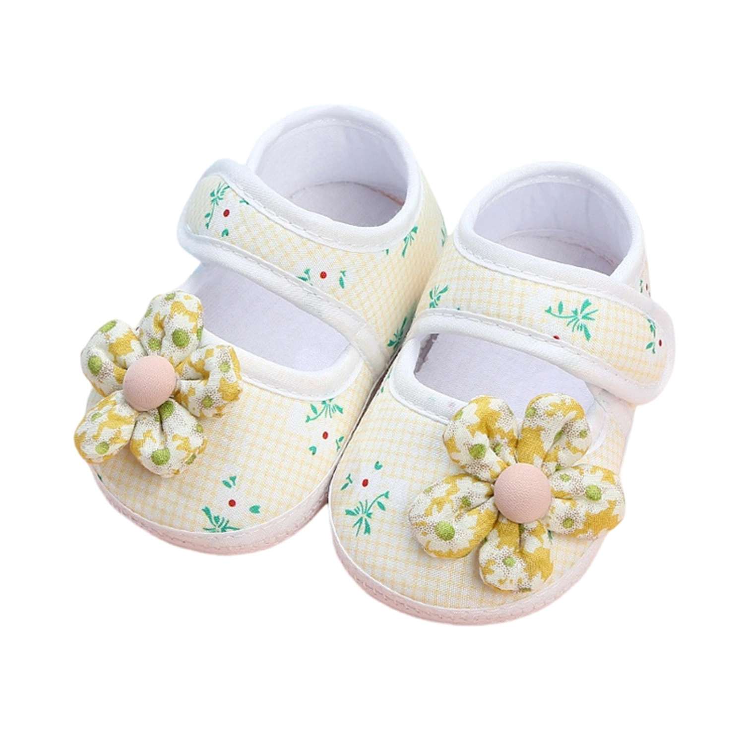 Baby Girl Cotton Cloth Flats Infant 3D Flower Walker Crib Shoes