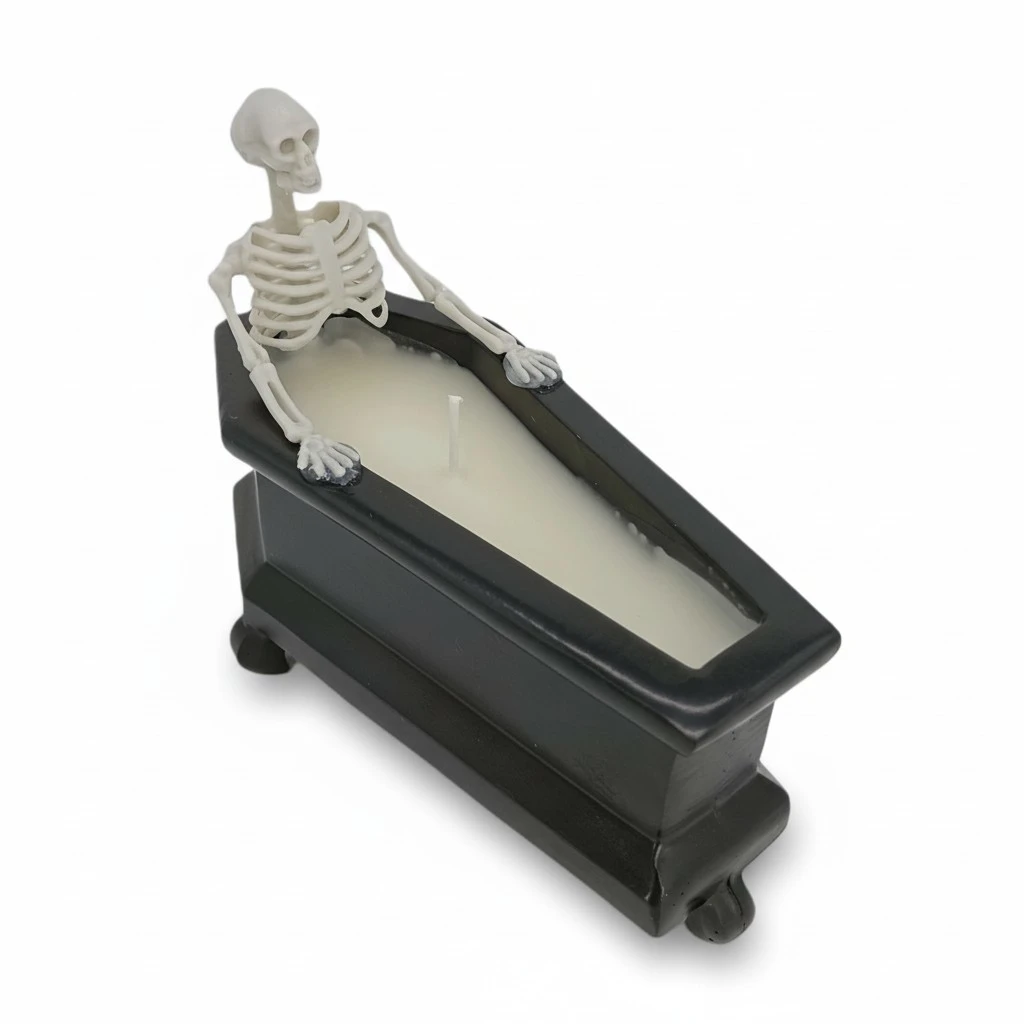 Bathing Skeleton Candle, Gothic Halloween Desktop Decor Gift