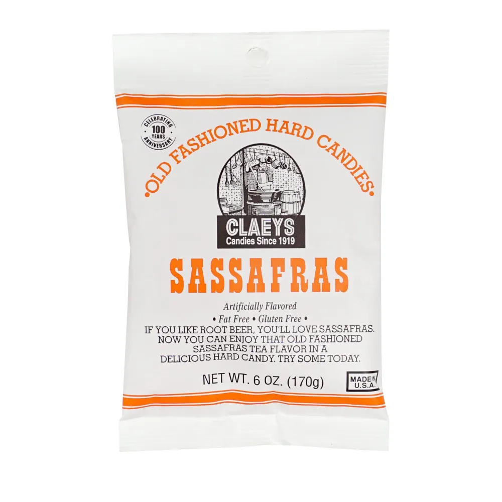 Claeys Sanded Sassafras Drops, 6 Oz Bag - 1 Pack, Hard Sour Candy