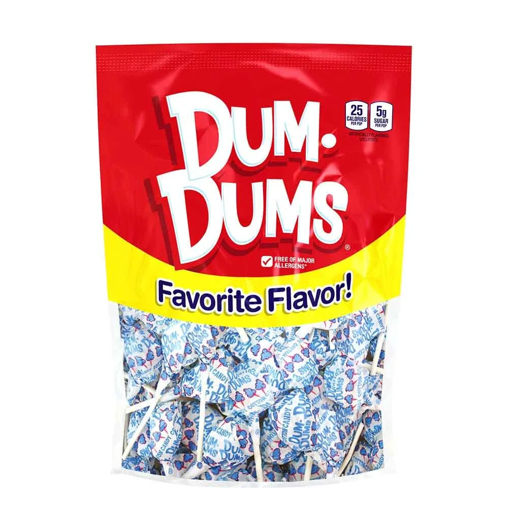 Dum Dums Lollipops - Bulk Candy Bag with Lollipops Individually Wrapped, Single Flavor Gourmet Suckers - 50 Count - Cotton Candy