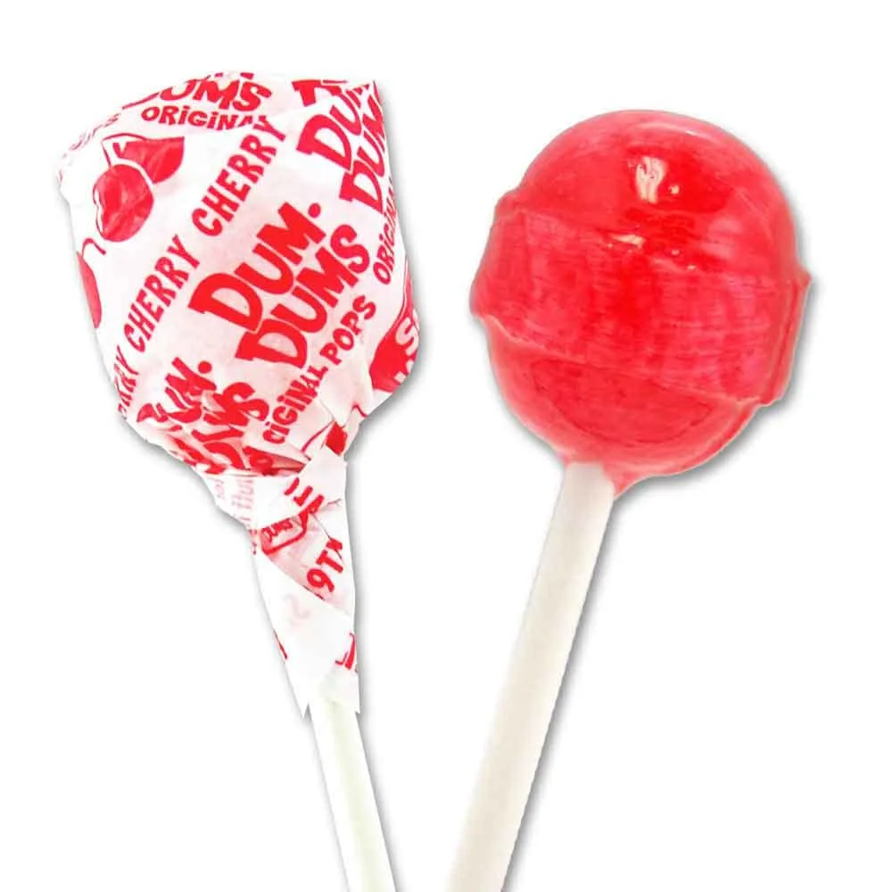 Dum Dums Lollipops - Bulk Candy Bag with Lollipops Individually Wrapped, Single Flavor Gourmet Suckers - 50 Count - Cherry