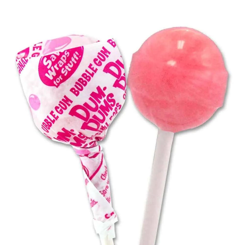 Dum Dums Lollipops - Bulk Candy Bag with Lollipops Individually Wrapped, Single Flavor Gourmet Suckers - 50 Count - Bubble Gum