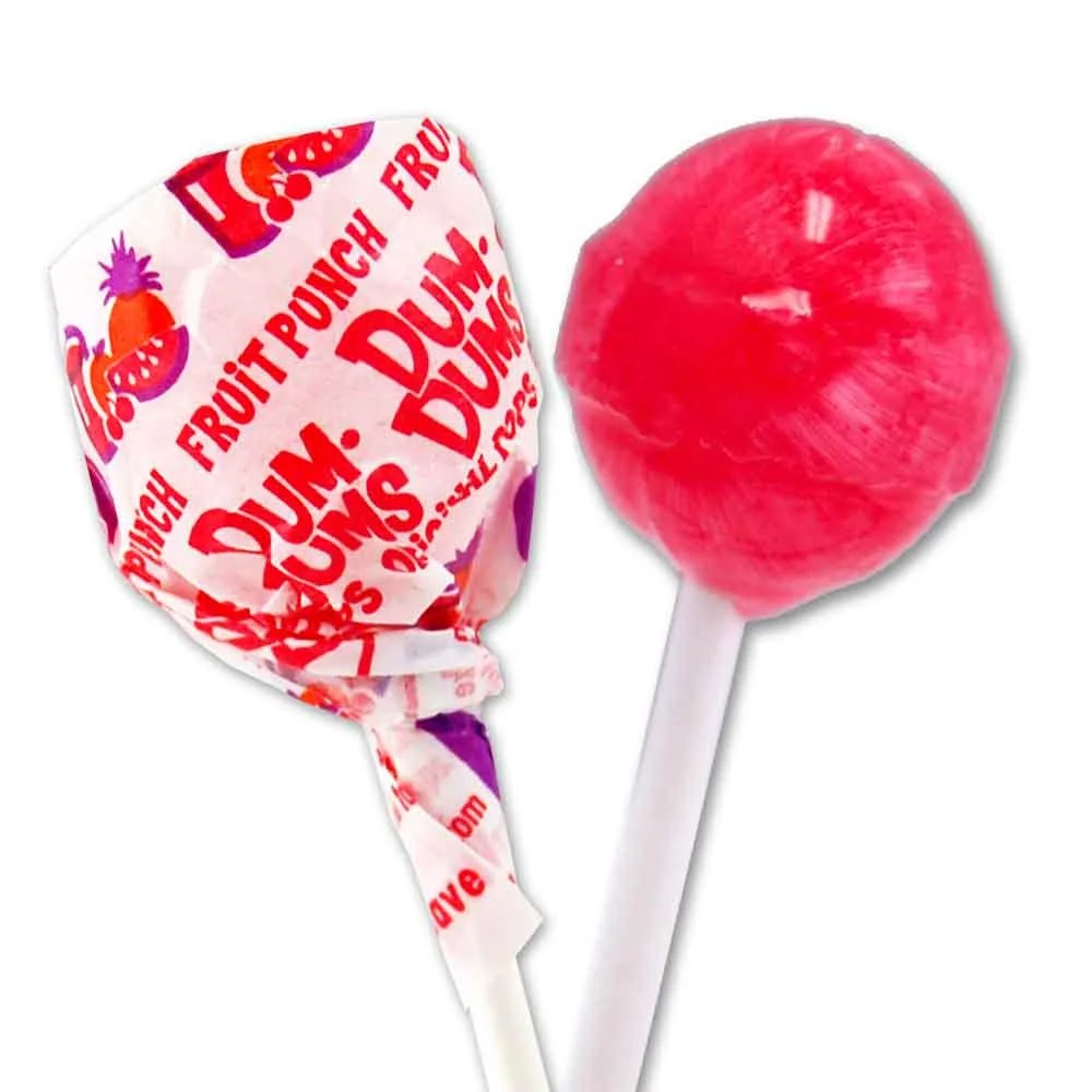 Dum Dums Lollipops - Bulk Candy Bag with Lollipops Individually Wrapped, Single Flavor Gourmet Suckers - 50 Count - Fruit Punch