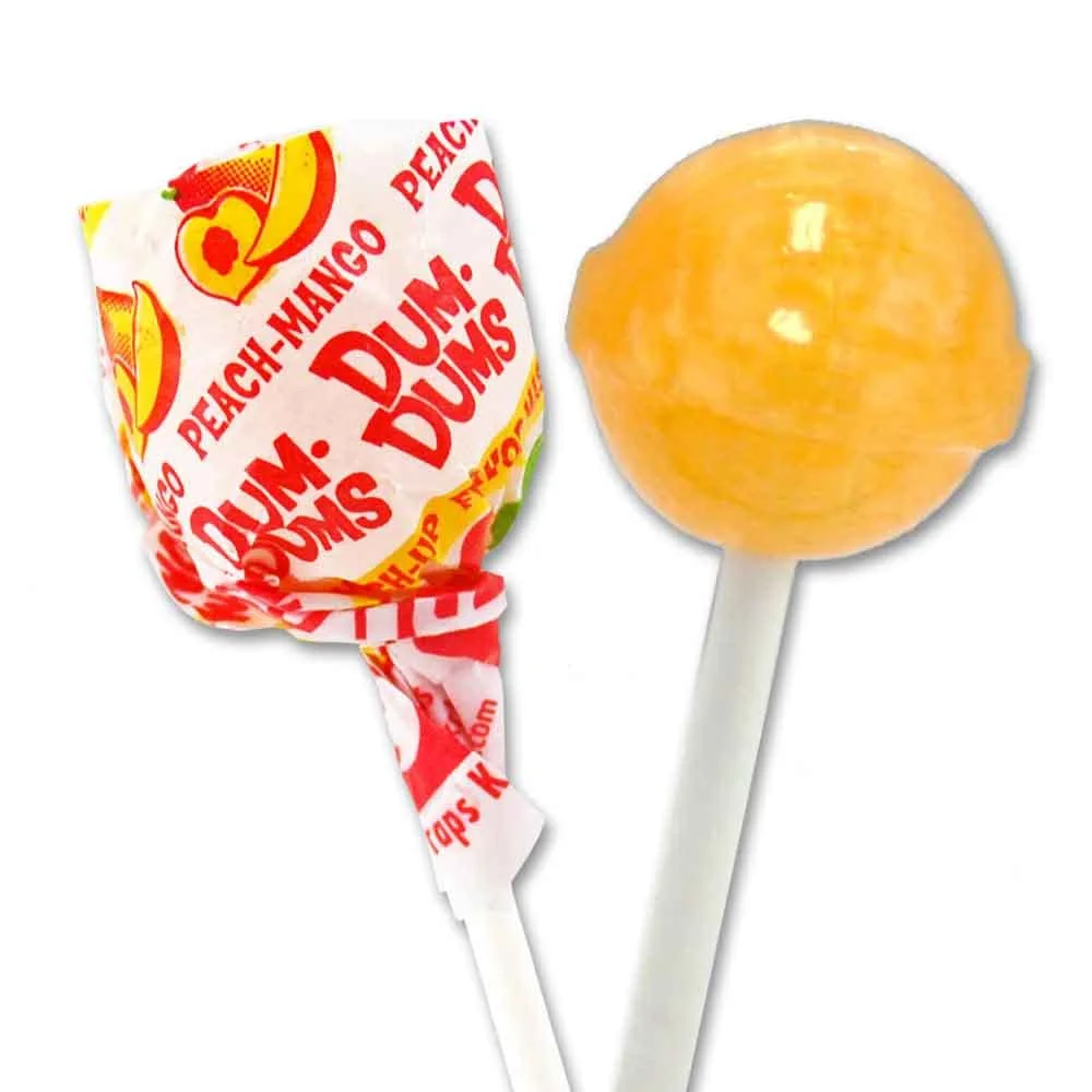 Dum Dums Lollipops - Bulk Candy Bag with Lollipops Individually Wrapped, Single Flavor Gourmet Suckers - 50 Count - Peach Mango