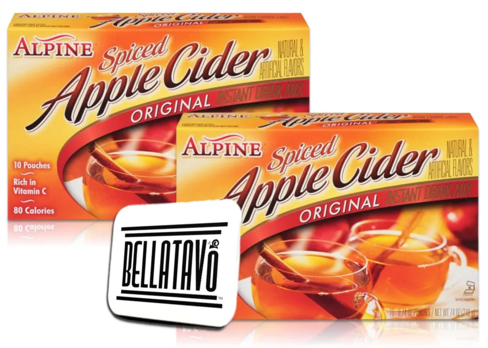 Spiced Apple Cider BELLATAVO Bundle. Includes Two Boxed of Original Spiced Apple Cider plus a BELLATAVO Fridge Magnet. Instant Apple Cider Drink Mix.