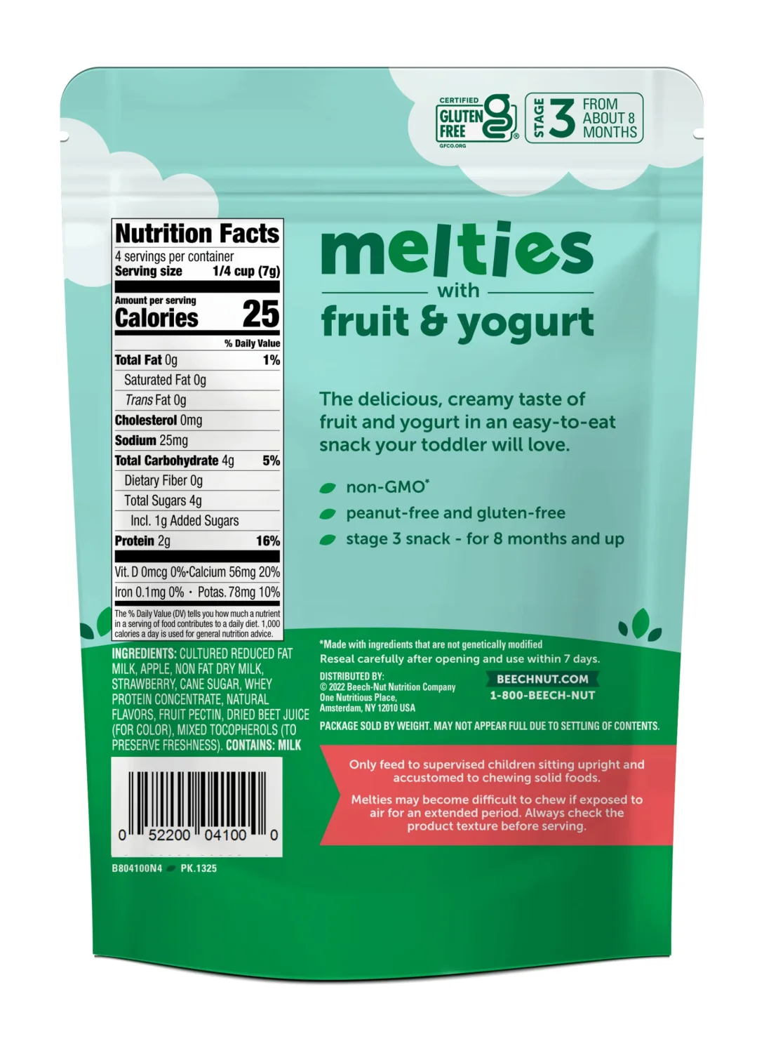 Beech-Nut Melties Baby & Toddler Snack Melts, Strawberry Apple Yogurt, 1 oz (7 Pack)