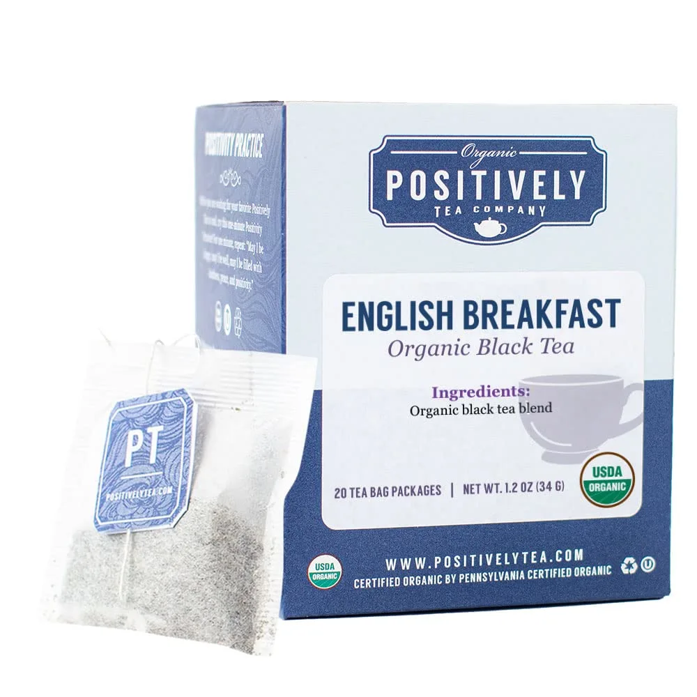 Organic Positively Tea Company, English Breakfast Black Tea Bags, 20 Count