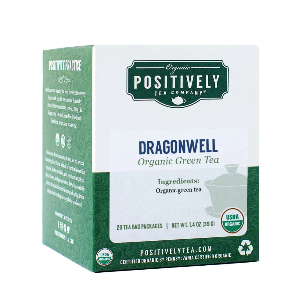 Organic Positively Tea Company, Dragonwell Green Tea Bags, 20 Count