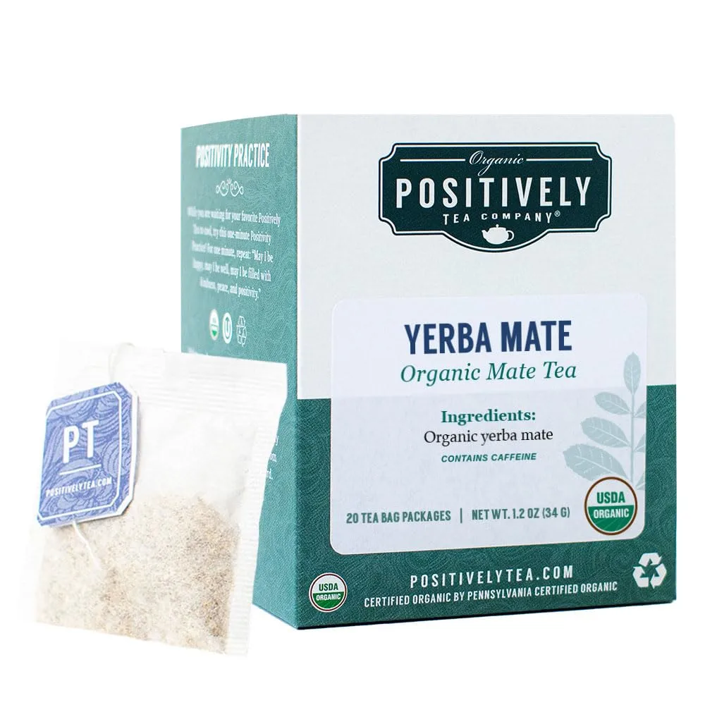 Organic Positively Tea Company, Yerba Mate Tea Bags, 20 Count