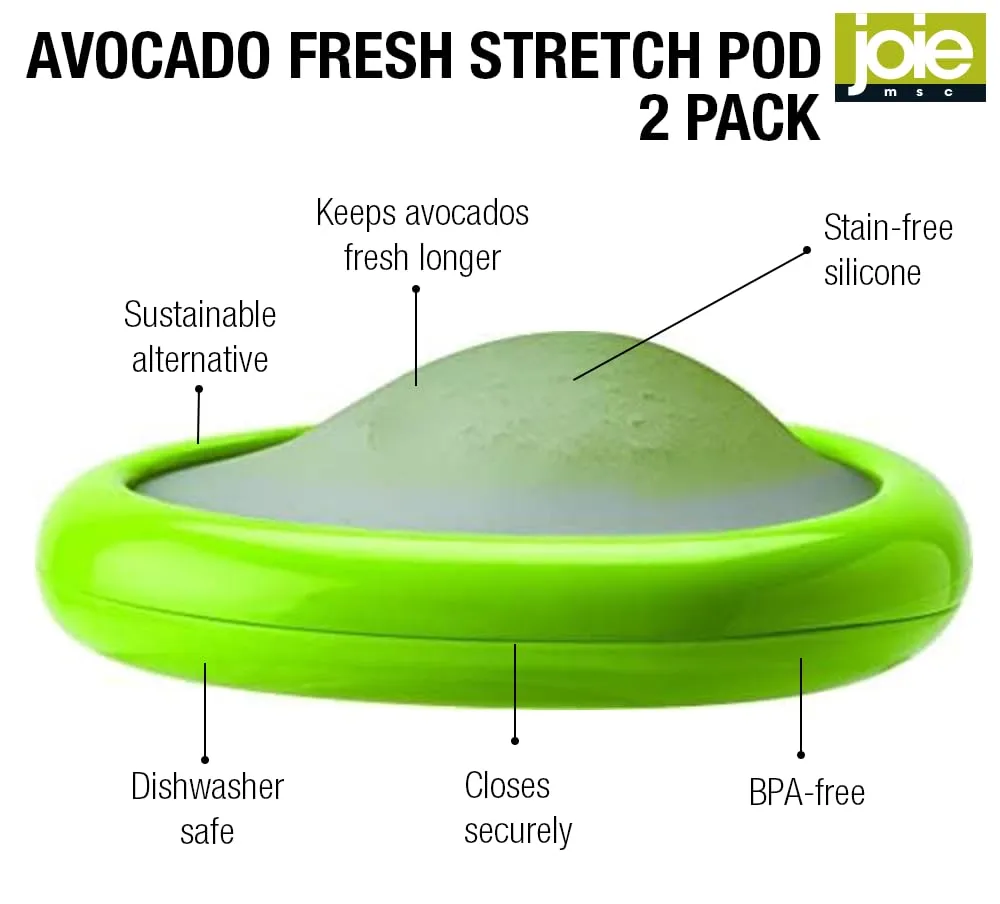 Joie Avocado Stretch Pod, Keep Avocadoes Fresh Longer, Refrigerator Storage, Produce Organization, Green, Pack of 2