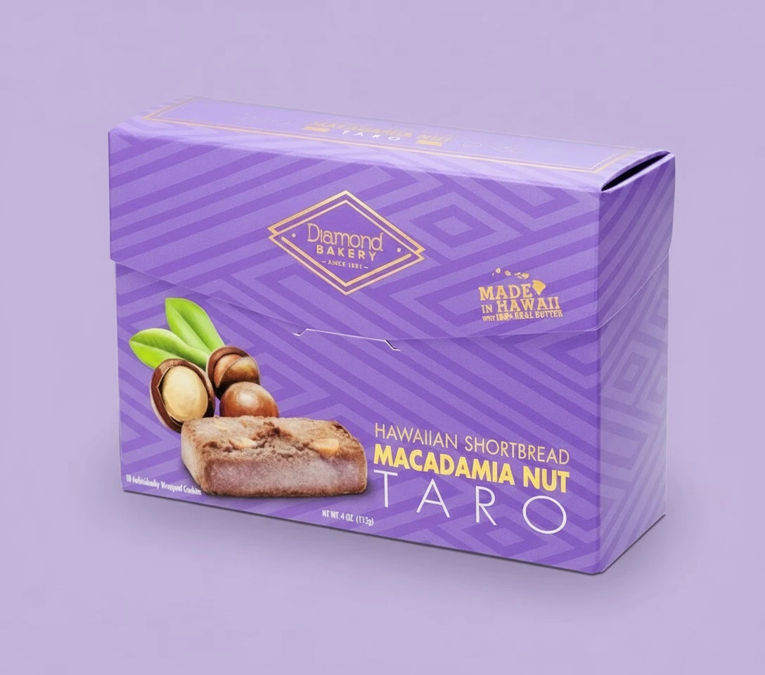 Diamond Bakery Premium Hawaiian Macadamia Nut Shortbread Cookies, Taro