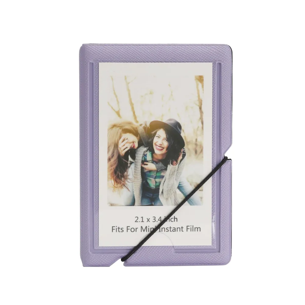 Mini Polaroid 2x3 Wallet Photo Album Book For 3 Inch Fujifilm Instax Mini 12 11 9 99 8 7+ 40 EVO Camera Film, HP Sprocket, K-pop Photocards (Antique Violet)