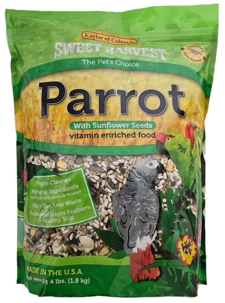 Parrot Bird Food (with Sunflower Seeds), 4 lbs Bag - Seed Mix for a Variety of Parrots