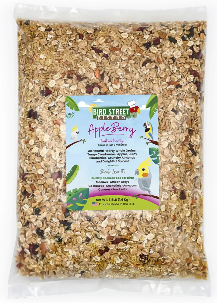 Parrot Food - Parakeet & Cockatiel Food - Cooks in 3-15 min with Natural & Organic Grains, Legumes, Non-GMO Fruits, Vegetables & Health-Oriented Spices