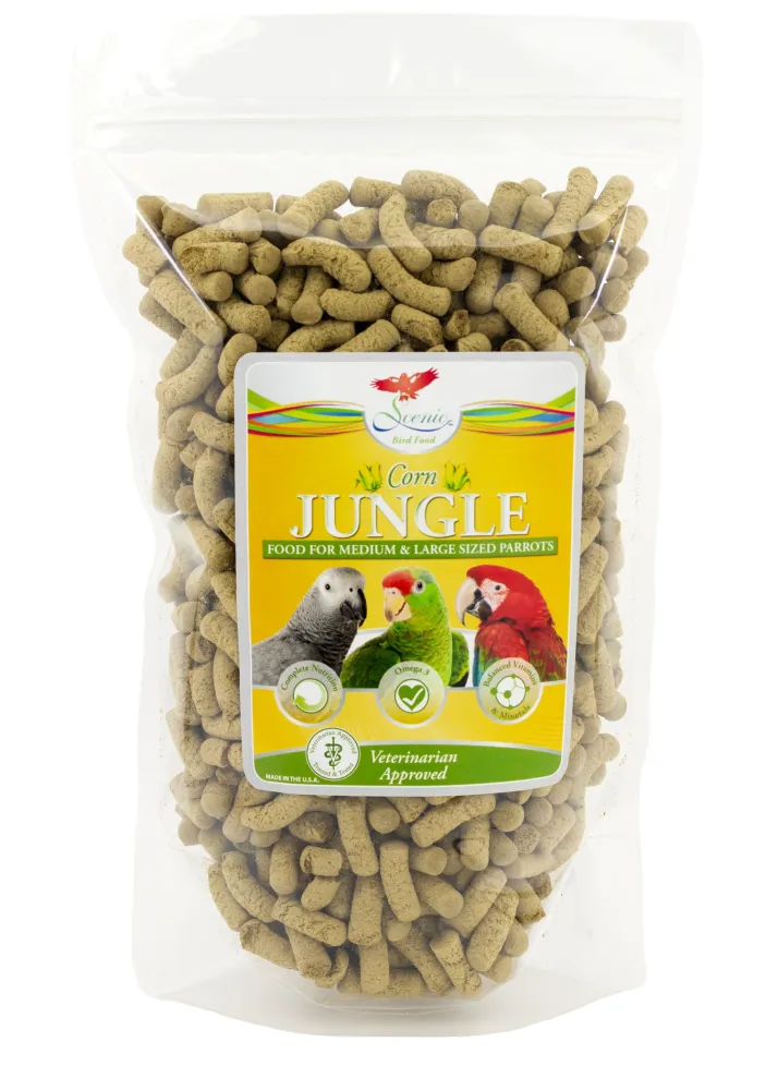 Scenic Corn Jungle Bird Food | Macaw, Cockatoo, African Grey, Zinc Parrots | Formulated Diet | Corn Flavor | 1 LB