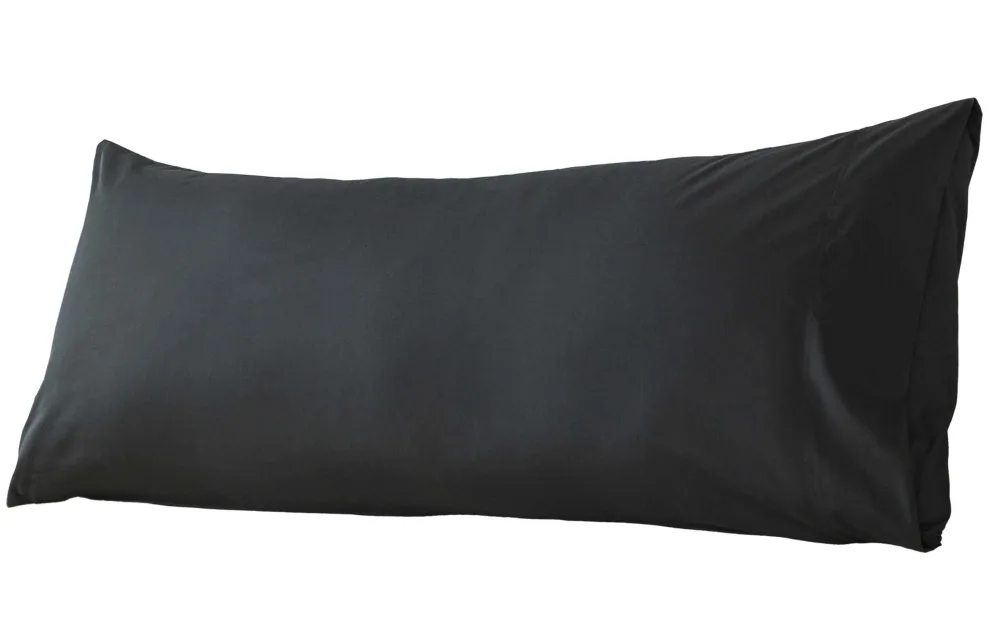 WhatsBedding Body Pillow Cover Cotton Fabric, Long Pillow Case Breathable & Skin-Friendly, Envelope Closure - Black (21x54 inch)