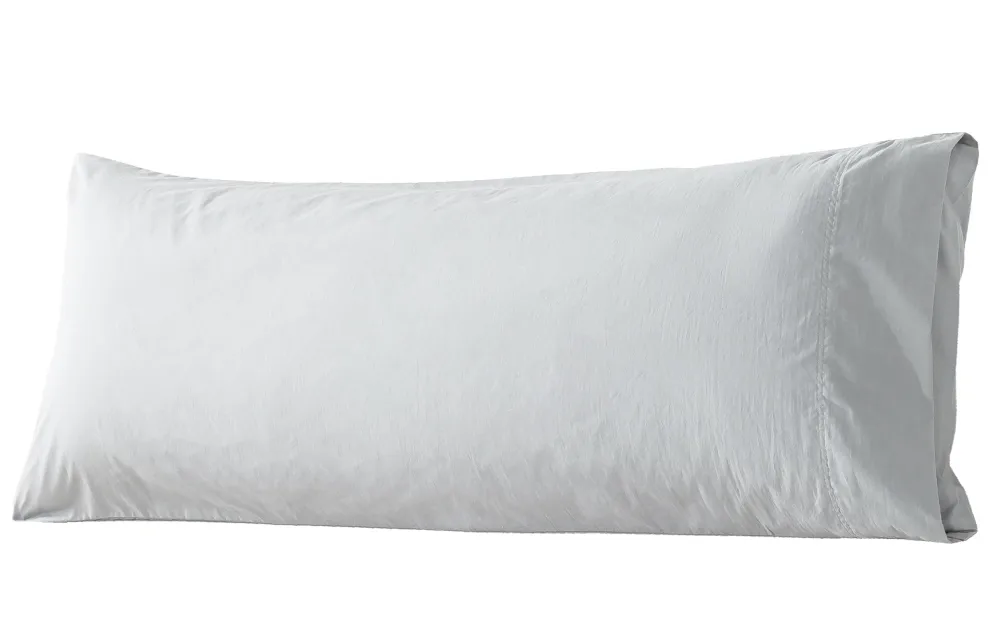 WhatsBedding Body Pillow Cover Cotton Fabric, Long Pillow Case Breathable & Skin-Friendly, Envelope Closure - Light Gray (21x54 inch)