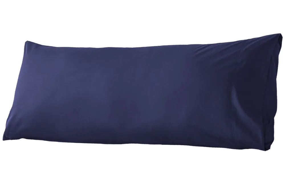 WhatsBedding Body Pillow Cover Cotton Fabric, Long Pillow Case Breathable & Skin-Friendly, Envelope Closure - Navy Blue (21x54 inch)