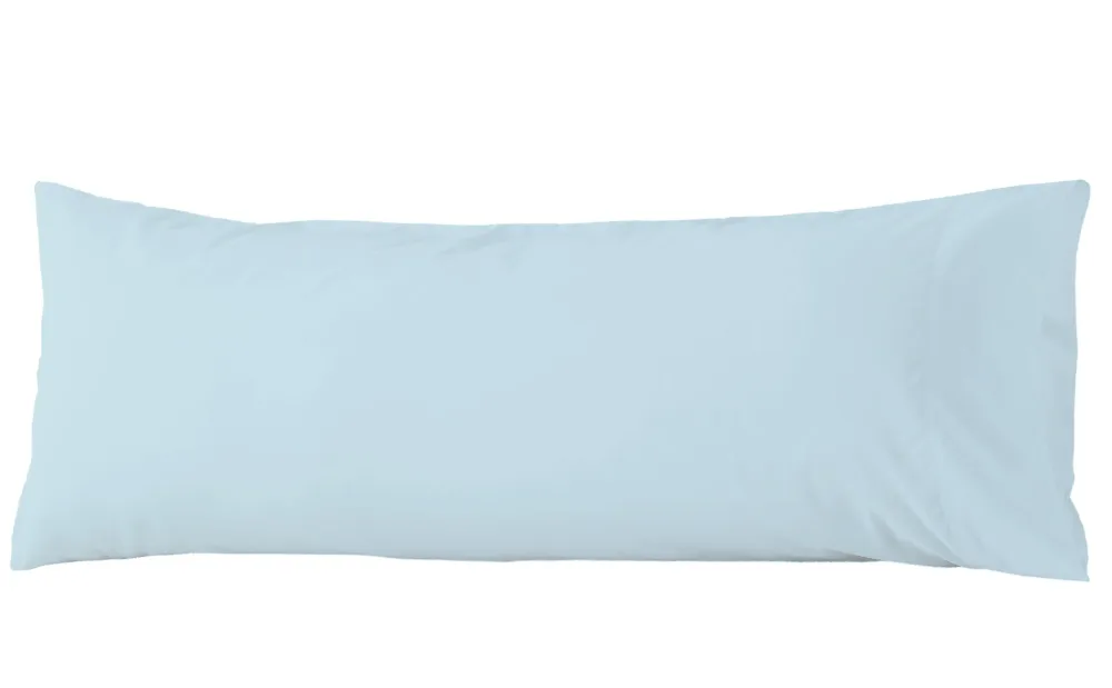 WhatsBedding Body Pillow Cover Cotton Fabric, Long Pillowcase Breathable & Skin-Friendly, Envelope Closure - Light Blue (21x54 inch)