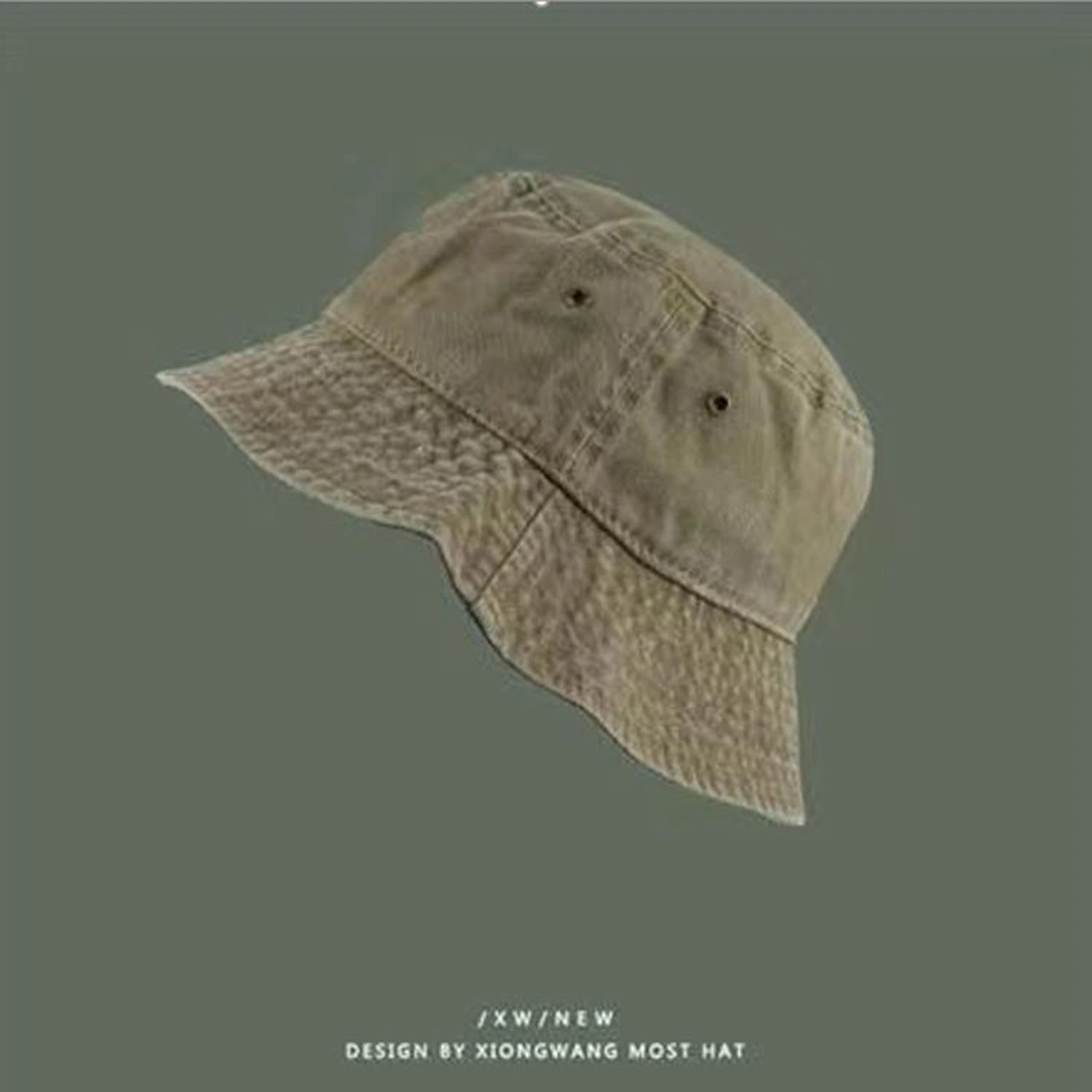 Women Men Denim Bucket Hat Solid Color Wide Brim Outdoor Basin Hats