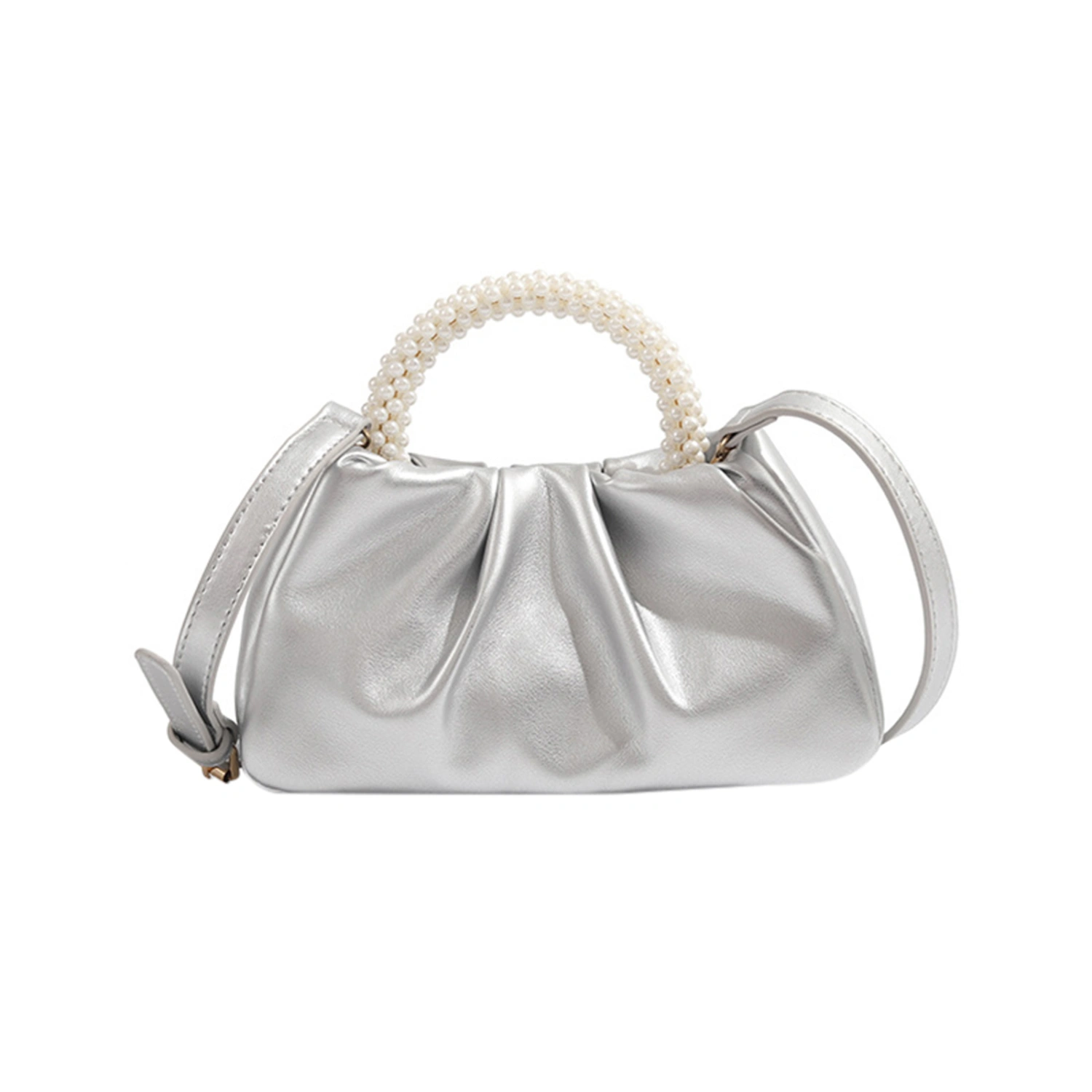 Women Pearl Crossbody Bag Detachable Shoulder Strap Stylish Handbag