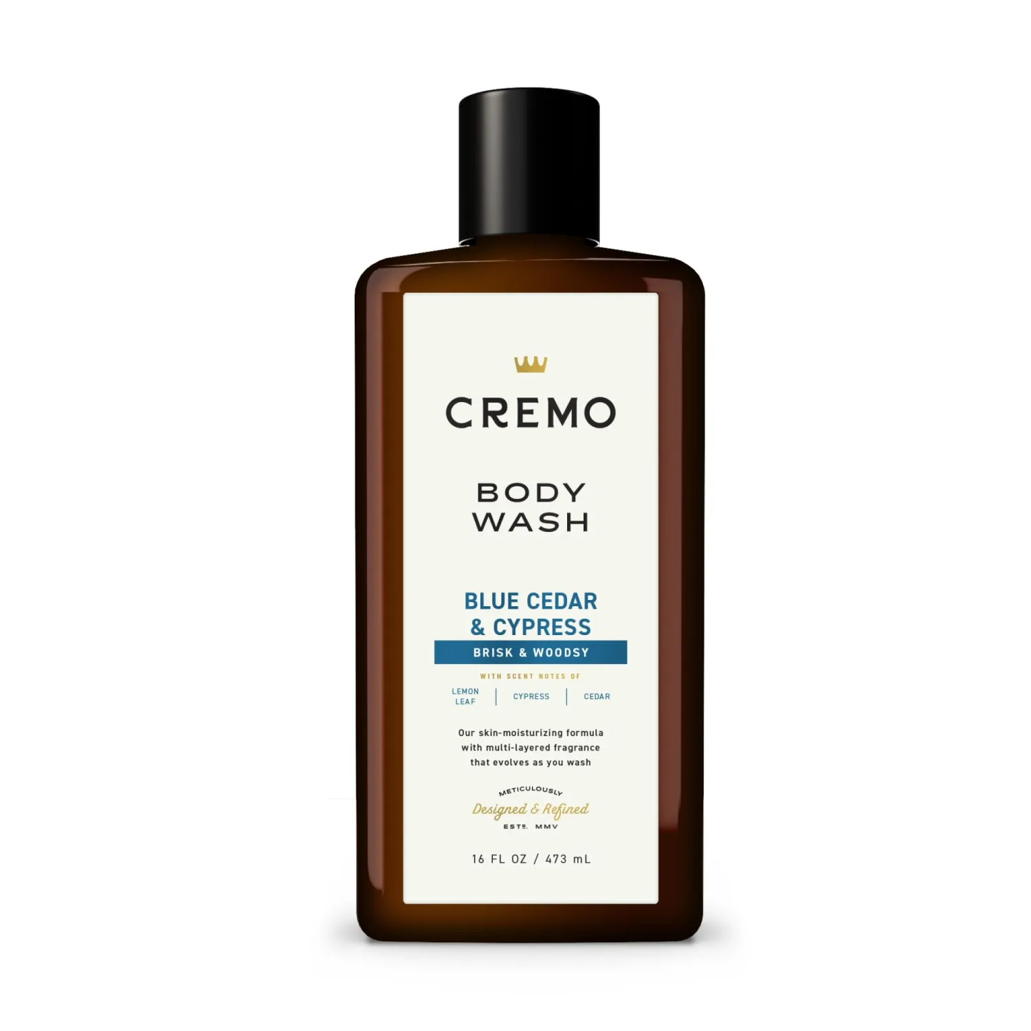 Cremo Body Wash Men, A Woodsy Scent with Notes of Lemon Peel, Cypress and Cedar, 16 Fl Oz