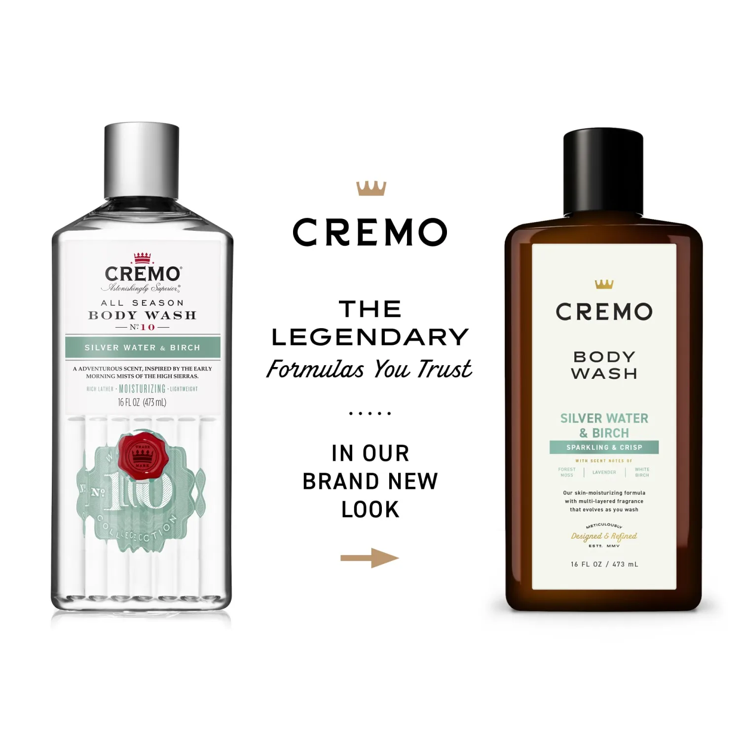 Cremo Body Wash Men, A Revitalizing Combination of Glacier-Fed Streams and White Birch, 16 Fl Oz