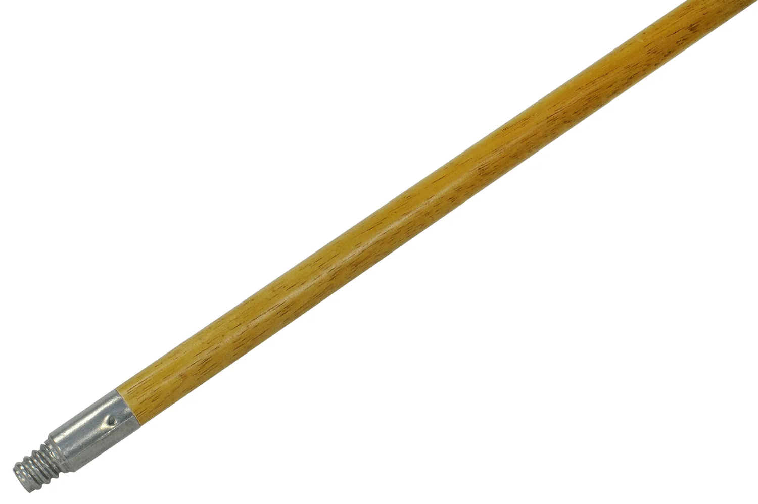 Rubbermaid Commercial Products Lacquered-Wood Broom Handle With Threaded Metal Tip, 60", Natural for Floor Cleaning/Sweeping in Home/Office