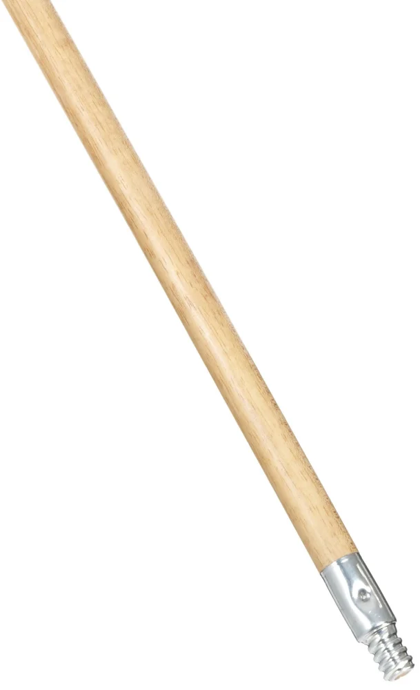 Rubbermaid Commercial Products Lacquered-Wood Broom Handle With Threaded Metal Tip, 60", Natural for Floor Cleaning/Sweeping in Home/Office