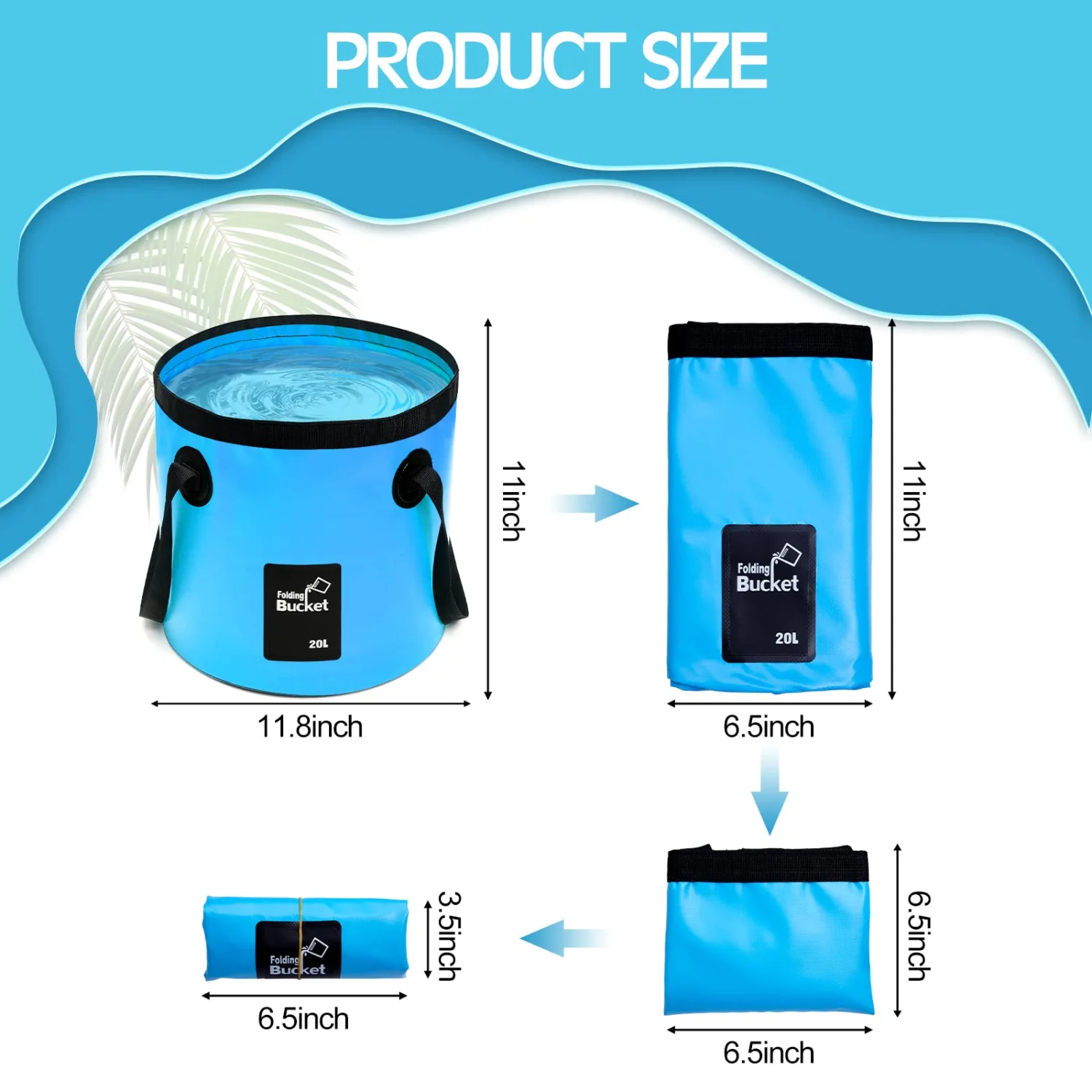 Tessco 4 Pcs 20L Collapsible Bucket with Handle 5 Gallon Portable Collapsible Folding Bucket Foldable Water Container for Camping Hiking Fishing Car Washing
