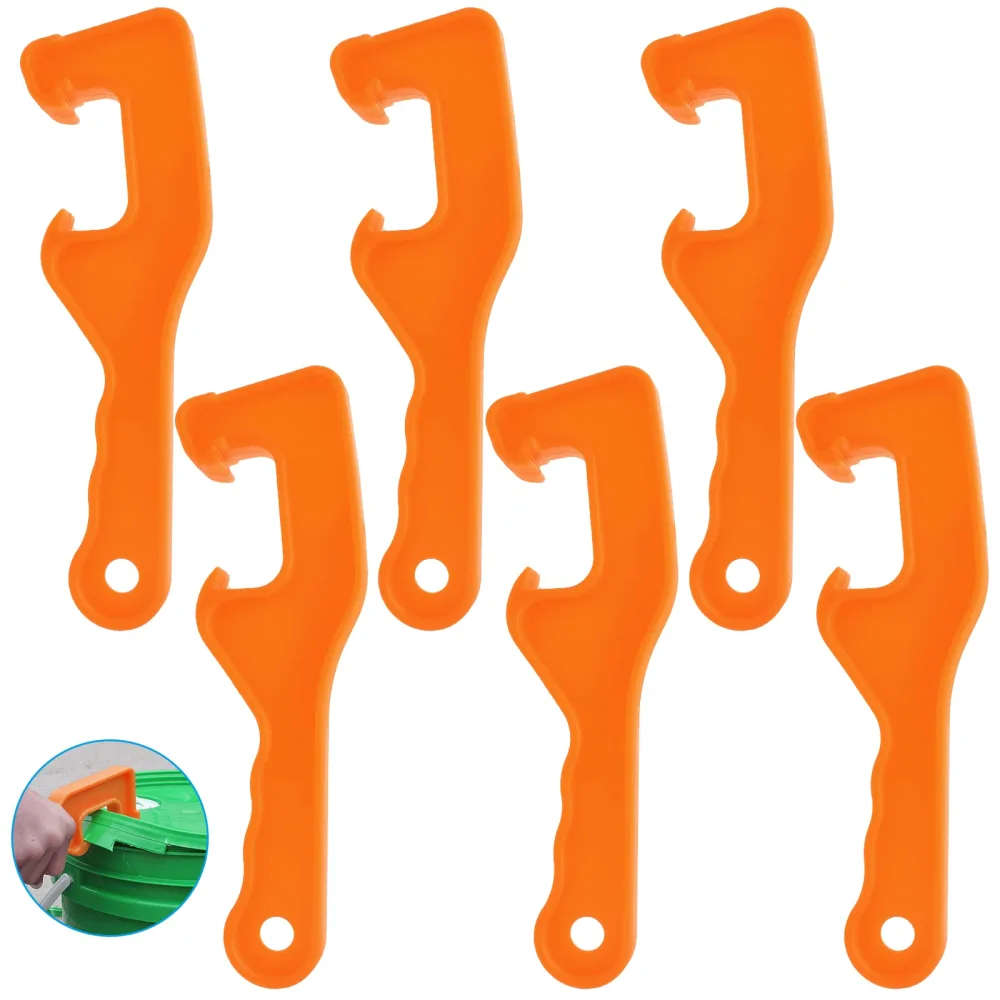 Bivethoi 6pcs 5 Gallon Bucket Lid Opener Wrench, Plastic Bucket Opener Tool Pail Lid Lifter Can Opener, Can Lid Remover Tool Pail Lid Opener for 5 Gallon Bucket Paint Can (Orange)