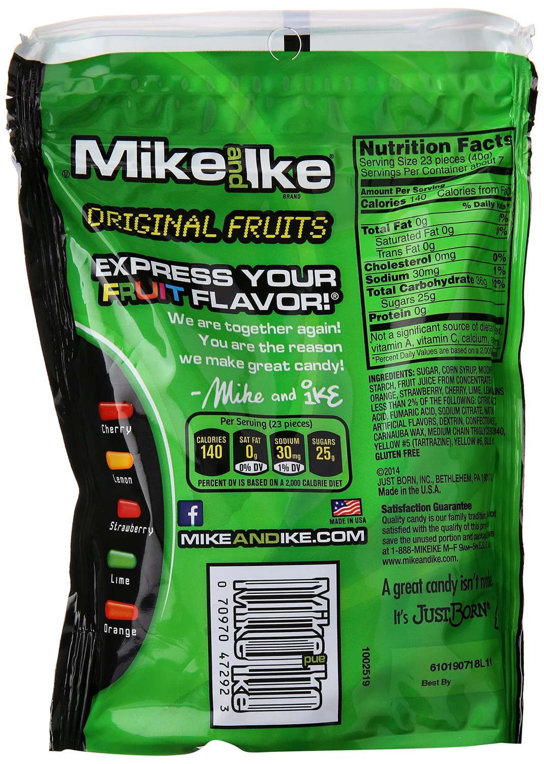 Mike & Ike Assorted Fruit Original Chew Candies, 10 oz