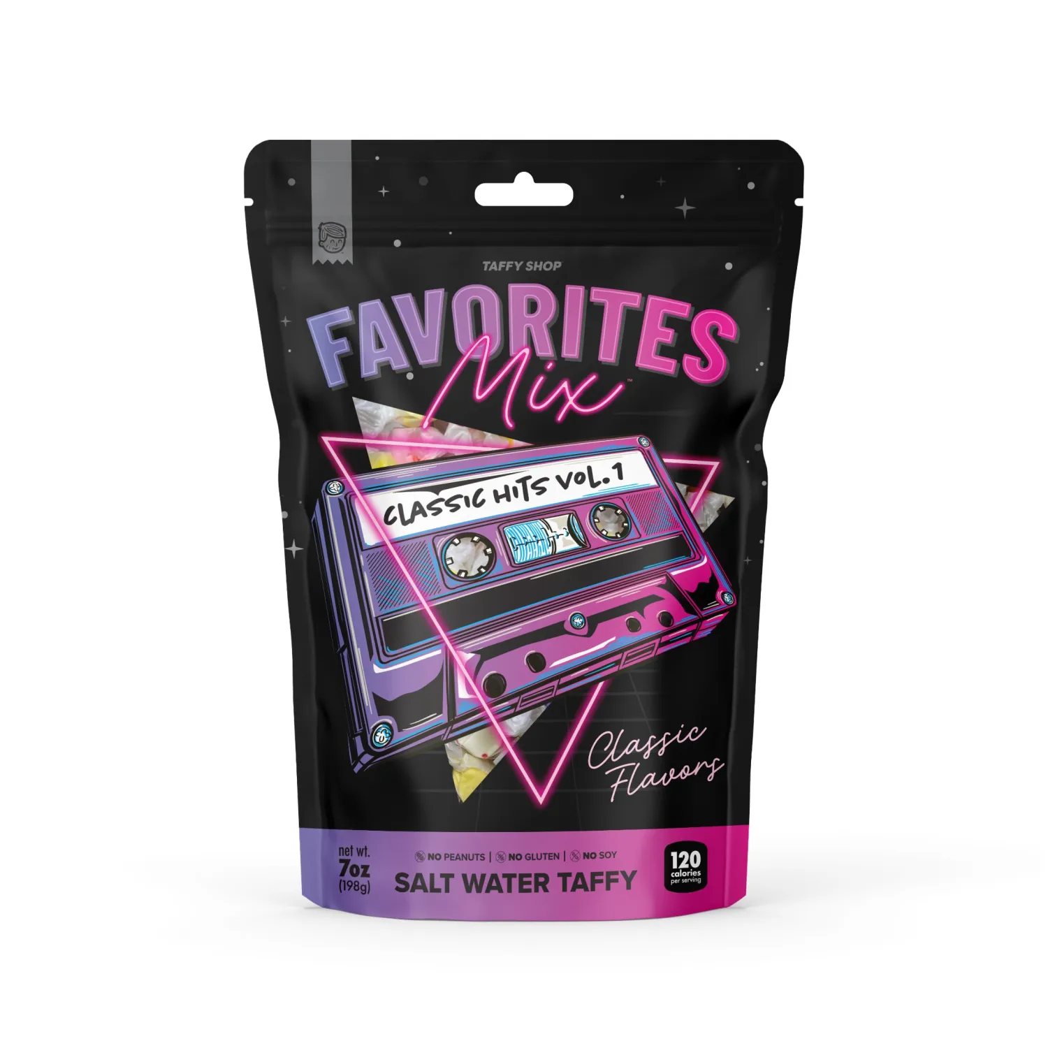 Taffy Shop "Favorites Mix" Salt Water Candy, Assorted Bulk Flavors of Saltwater Taffy, Unique Themed Bag of Gourmet Salt Water Candy, Wedding Candy- Personal (7oz)