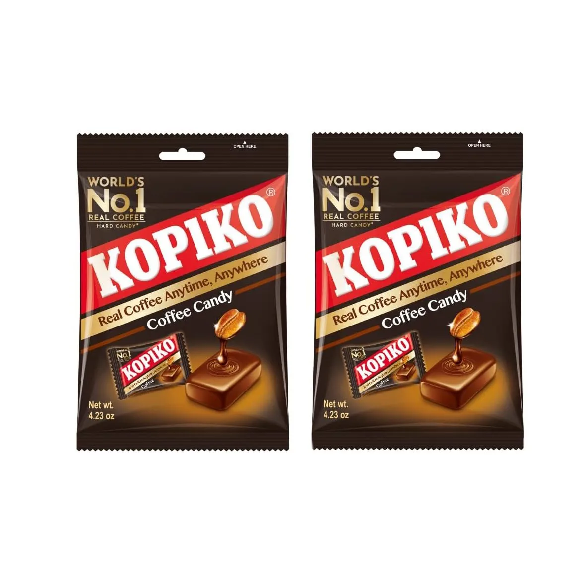 Kopiko Coffee Candy (4.23oz) – Your Take-Out Pocket Coffee for Every Occasion – Hard Candy Made from Indonesia’s Coffee Beans – Contains Real Coffee Extract for Better Taste (2-Pack)