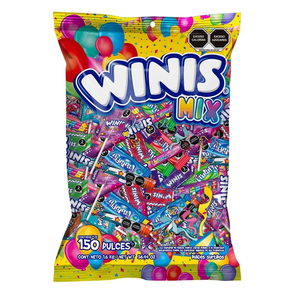 Winis Mix Variety of Mexican Chewy Candies | Bulk Taffy Candy Mix - 3.6 lbs - 150 Individually Wrapped Party | Easter Day Candy Variety Bag