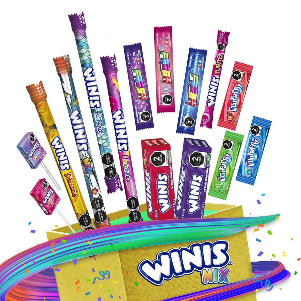 Winis Mix Variety of Mexican Chewy Candies | Bulk Taffy Candy Mix - 3.6 lbs - 150 Individually Wrapped Party | Easter Day Candy Variety Bag